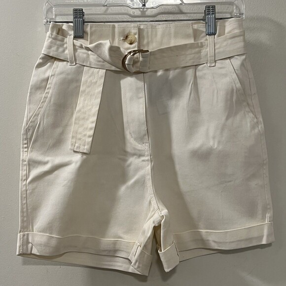 Blu Pepper Womens Paperbag Ivory Shorts Cotton Spandex Shorts Size Medium - Picture 3 of 12